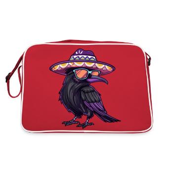 Raven Crow Comic Funny Sombrero - Retro Bag - red/white - Back