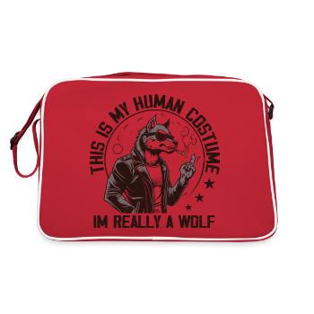 This is My Human Costume Im Really a Wolf Funny - Retro Bag - red/white - Back