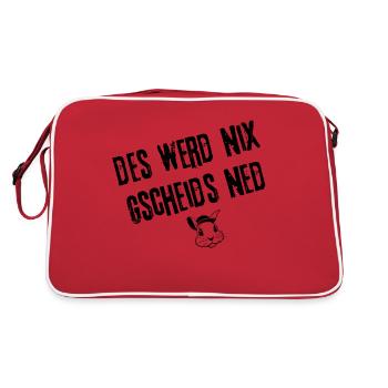GscheidsNed_Vorhaben | Redewendung - Retro Tasche - Rot/Weiß - Hinten