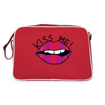KISS ME! - Retro Tasche - Rot/Weiß - Hinten