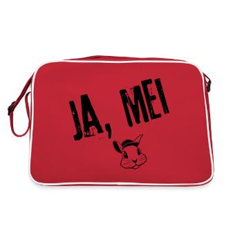 Ja, Mei Eleganz | Redewendung - Retro Tasche - Rot/Weiß - Hinten