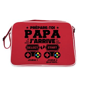 Get Ready Daddy I'm Coming - Pregnancy Announcement - Retro Bag - red/white - Back