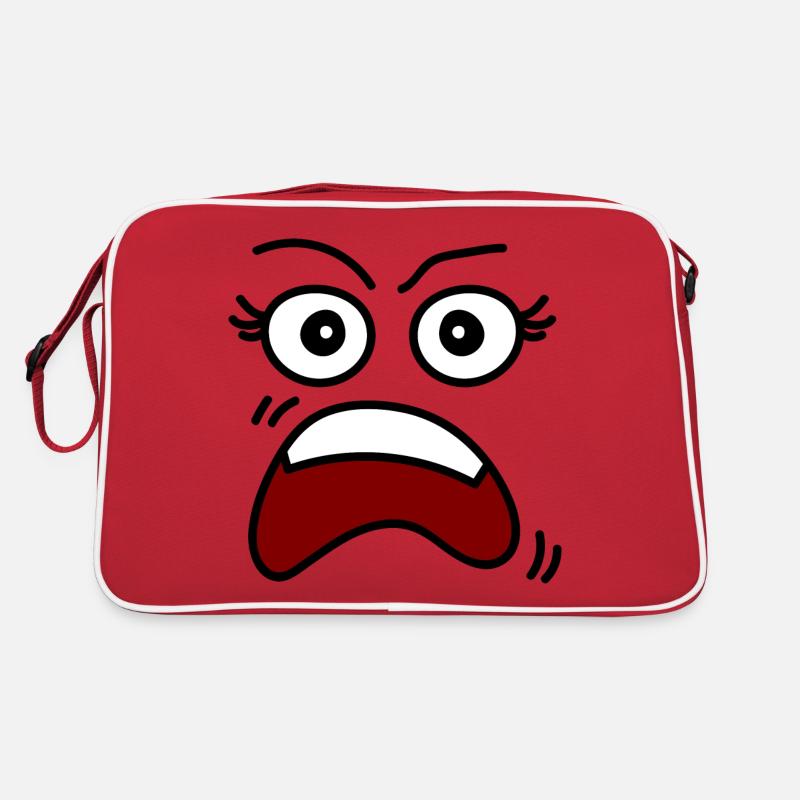 Überraschtes Frauengesicht - Retro Tasche - Rot/Weiß