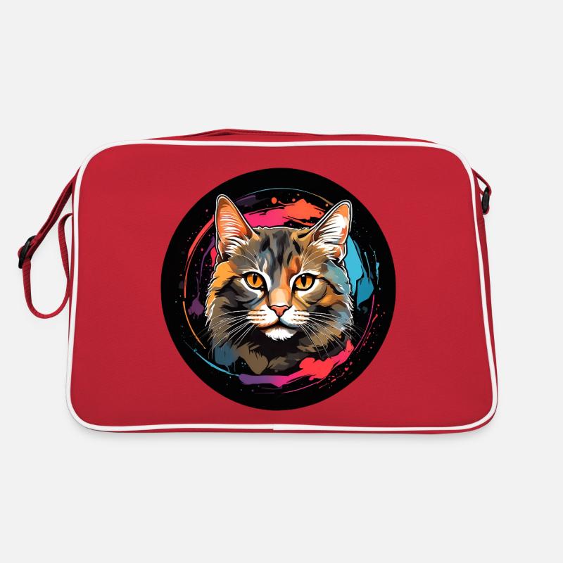 Portrait de chat mignon en technique d'aquarelle dans un cercle Sac Retro