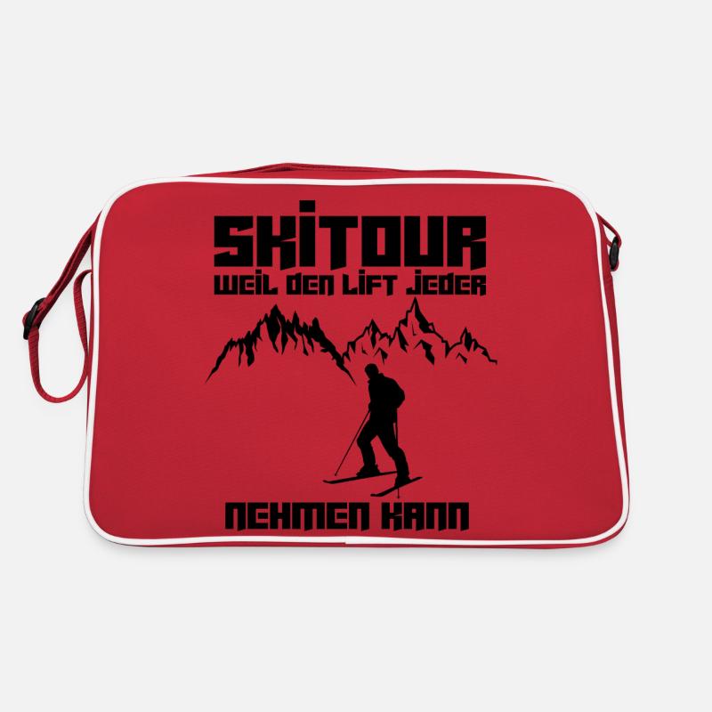 Lustiger Skitouren Spruch Ski Tour Geschenkidee - Retro Tasche - Rot/Weiß