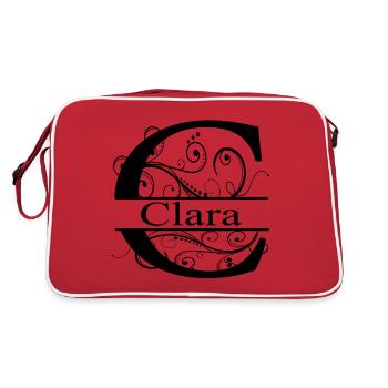 Monogramme avec le prénom Clara - Sac Retro - rouge/blanc - Dos