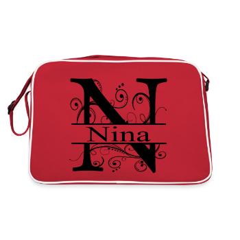 Monogramme avec le prénom Nina - Sac Retro - rouge/blanc - Dos