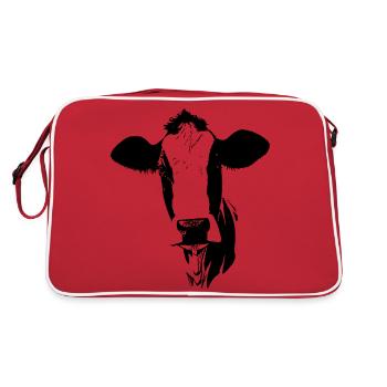 cow cute animal farm animals funny cows 3 - Retro Bag - red/white - Back