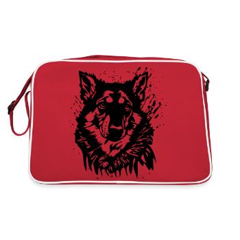 Vintage drawing retro dog head grafiti - Retro Bag - red/white - Back
