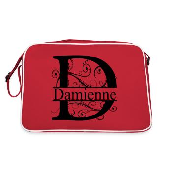 Monogram avec le prénom Damienne - Sac Retro - rouge/blanc - Dos