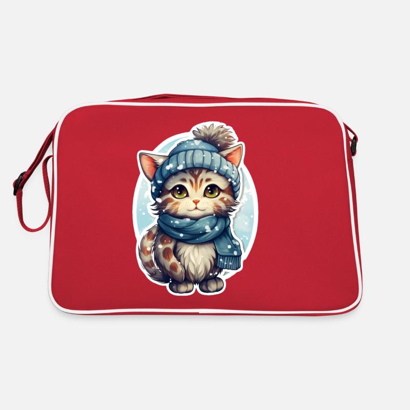 Katze im Winter Retro Tasche