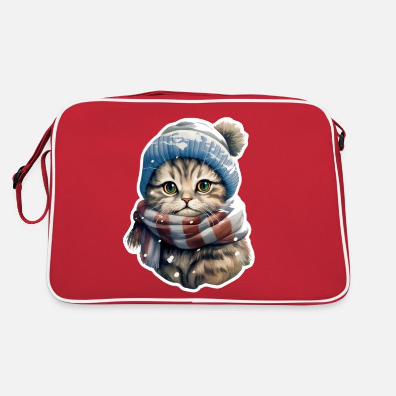 Cat in winter Retro Bag