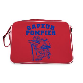 Logo Sapeurs Pompiers pompier design bleu - Sac Retro - rouge/blanc - Dos
