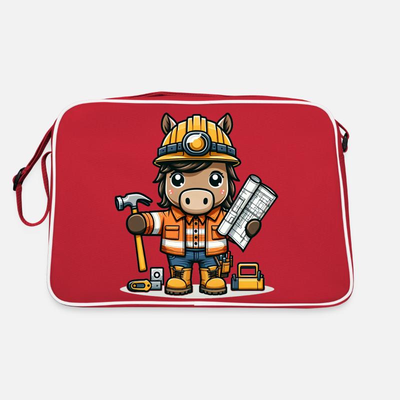 Cute Horse Construction Worker Retro Tasche