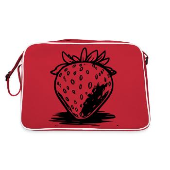 Erdbeere Comicstyle schwarz-weiß - Retro Tasche - Rot/Weiß - Hinten