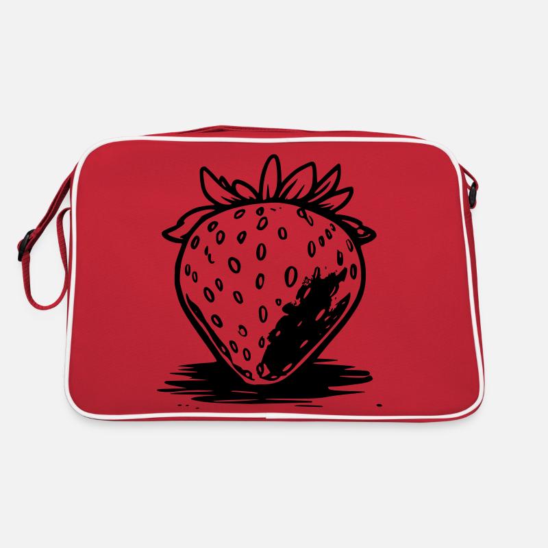 Strawberry comic style black and white Retro Bag