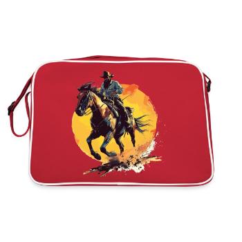 Cowboy Horse Wild West Western Riding Wilderness USA - Retro Bag - red/white - Back