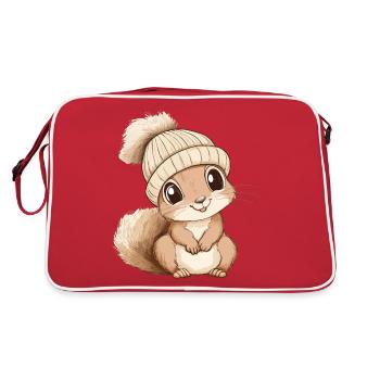 écureuil mignon mignon bébé mignon enfants dessin animé animal - Sac Retro - rouge/blanc - Dos