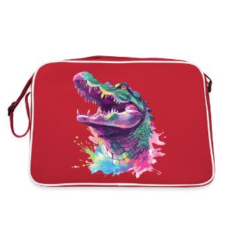 Alligator crocodile caïman reptile prédateur animal - Sac Retro - rouge/blanc - Dos