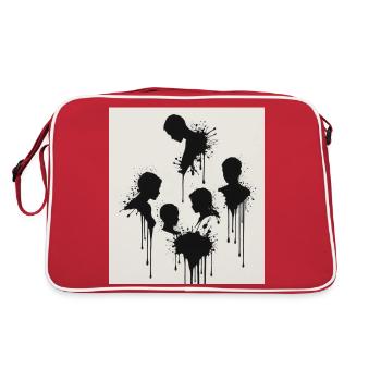 Silhouettes noires avec un effet d’éclaboussures de peinture - Sac Retro - rouge/blanc - Dos