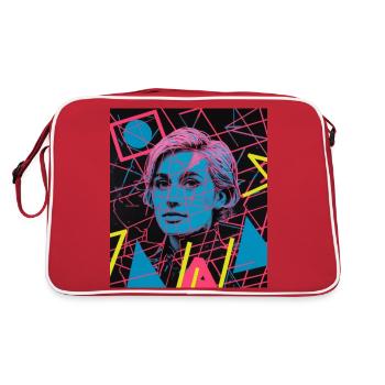 Abstract portrait with neon shapes - Retro Bag - red/white - Back