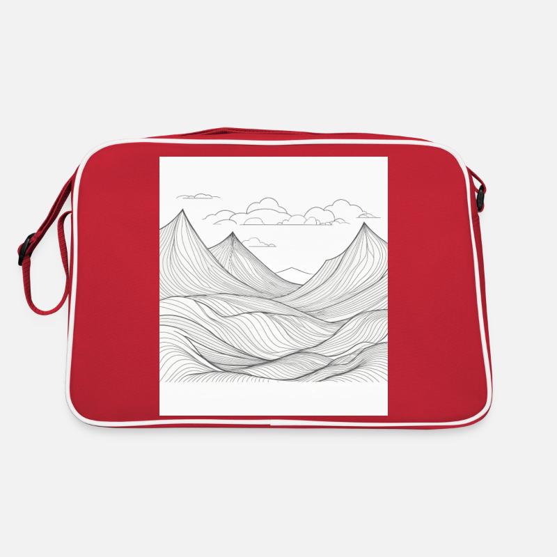Berglandschaft im Linienstil Retro Tasche