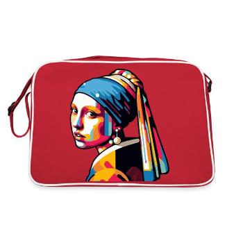 Fille avec une perle boucle d’oreille moderne - Sac Retro - rouge/blanc - Dos