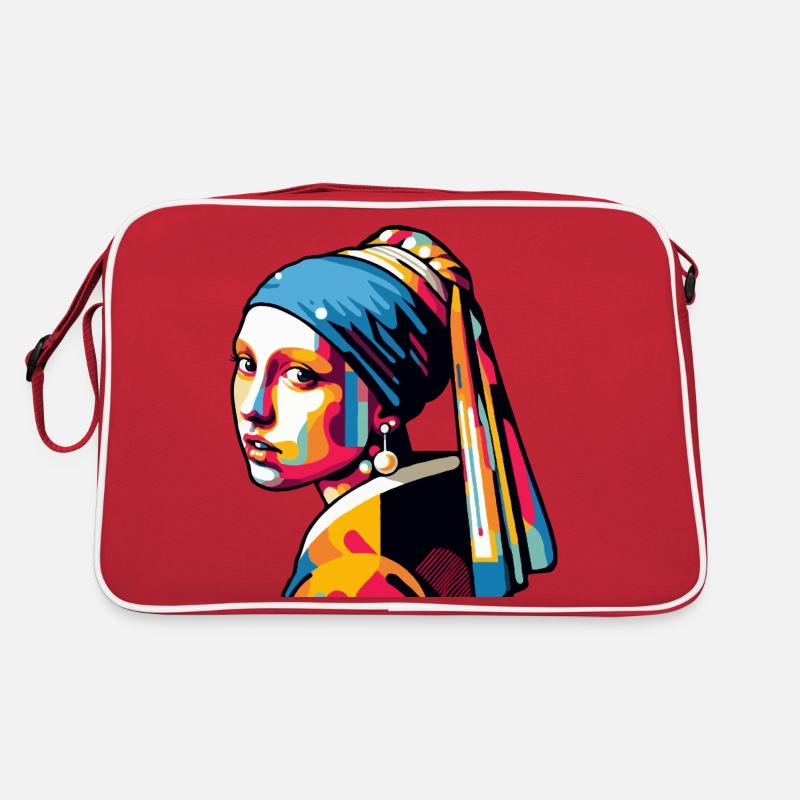 Mädchen mit Perlenohrring modern Retro Tasche