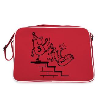 3. Geburtstagsfeier Lustige T-Shirts für 3 Jahre alte Kinder - Retro Tasche - Rot/Weiß - Hinten