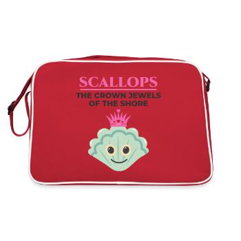 Scallop Seashells Collector Beachcomber Shellfish - Retro Bag - red/white - Back