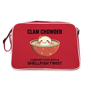 Clam Chowder Shellfish Hilarious Seafood Soup - Retro Bag - red/white - Back
