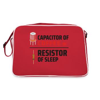 Électricien : Condensateur de café, Résistance - Sac Retro - rouge/blanc - Dos
