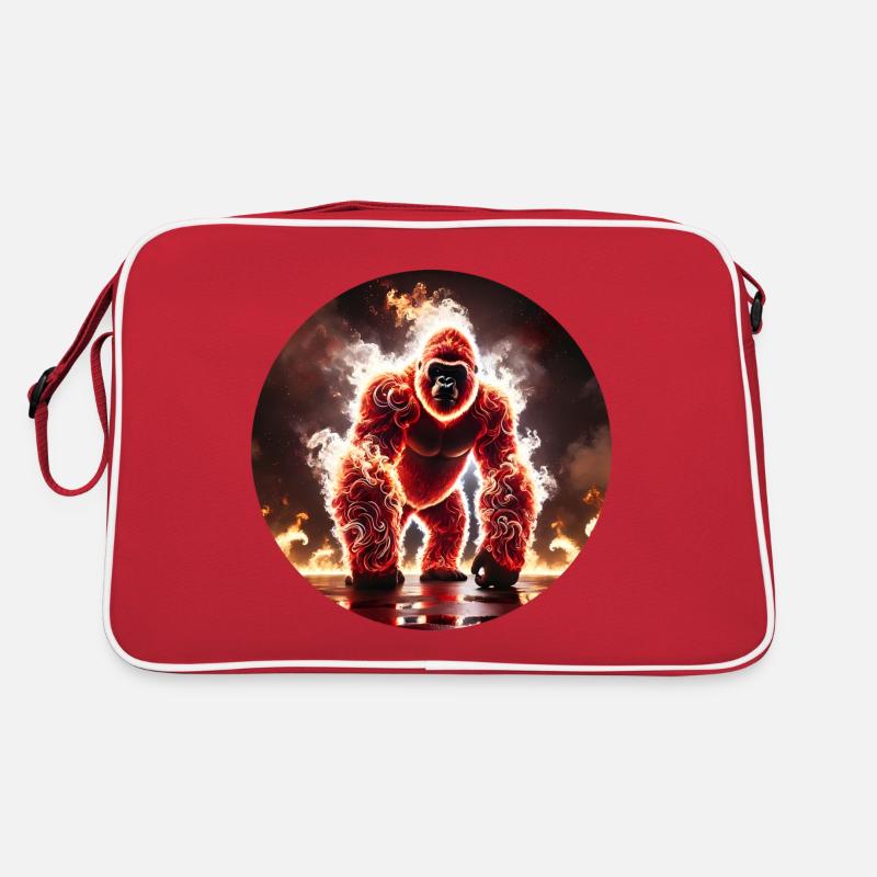 Gorille de Feu dans la Jungle Ardente - Sac Retro - rouge/blanc