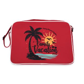 Familienurlaub 2025 Strand Matching Familie Sommer - Retro Tasche - Rot/Weiß - Hinten