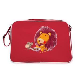 Lio Löwe und Eddy naschen - Retro Tasche - Rot/Weiß - Hinten