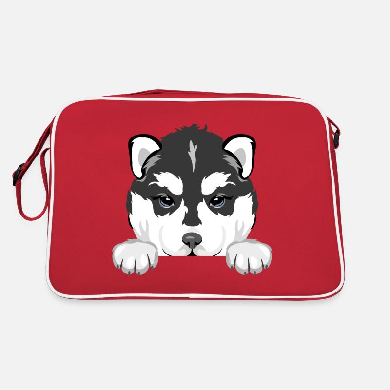 Chiot husky qui regarde Sac Retro