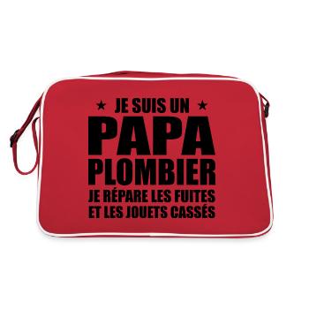 Plumber Dad, Father's Day Gift Idea - Retro Bag - red/white - Back