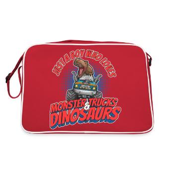Monster Truck Dinosaur Boy Love I Cadeau - Sac Retro - rouge/blanc - Dos