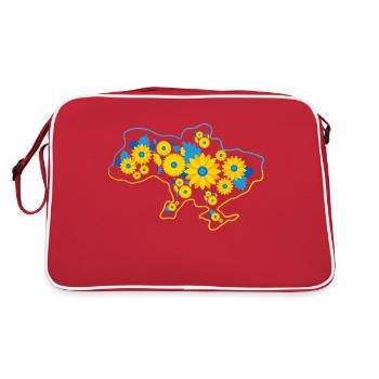 Soutenez l’Ukraine. Motif floral. - Sac Retro - rouge/blanc - Dos