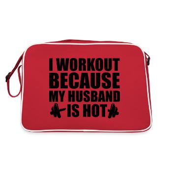 I Work Out Because My Husband Is Hot - Retro Bag - red/white - Back