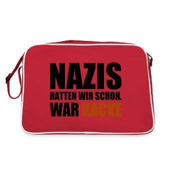 nazis hatten wir schon war kacke - Retro Tasche - Rot/Weiß - Hinten
