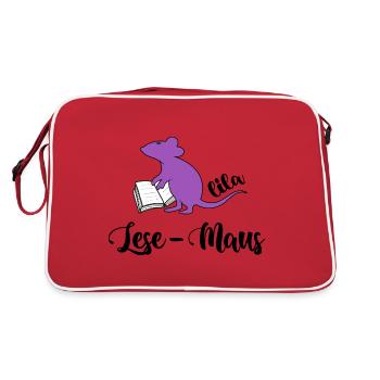 Bookworm Read Book Primer Novel Ebook - Retro Bag - red/white - Back