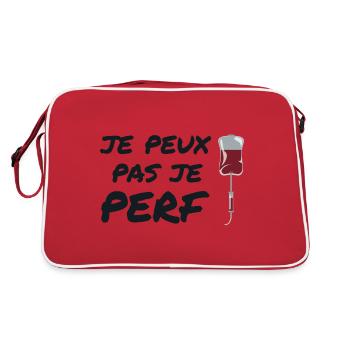 Ich kann nicht perf, Krankenschwester Humor Geschenkidee - Retro Tasche - Rot/Weiß - Hinten