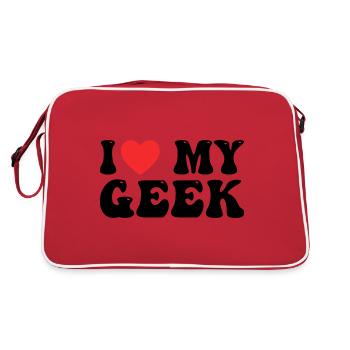 Ich liebe meinen Geek - Retro Tasche - Rot/Weiß - Hinten