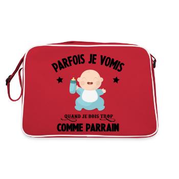 Parfois je vomis comme parrain quand je bois trop - Sac Retro - rouge/blanc - Dos