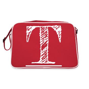 Lettre T Géante - à la main (blanc) - Sac Retro - rouge/blanc - Dos