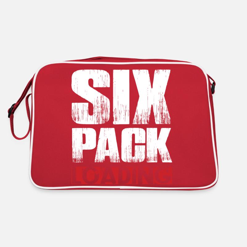 Six Pack Loading Dunkel coole shirts ch / at - Retro Tasche - Rot/Weiß