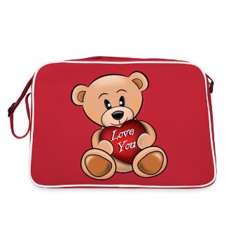 The teddy bear loves you - Retro Bag - red/white - Back