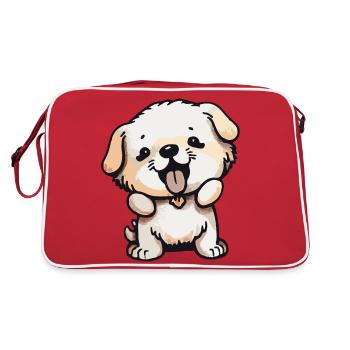 Illustration Comic Cute Kawaii Dog Art Piece - Retro Bag - red/white - Back