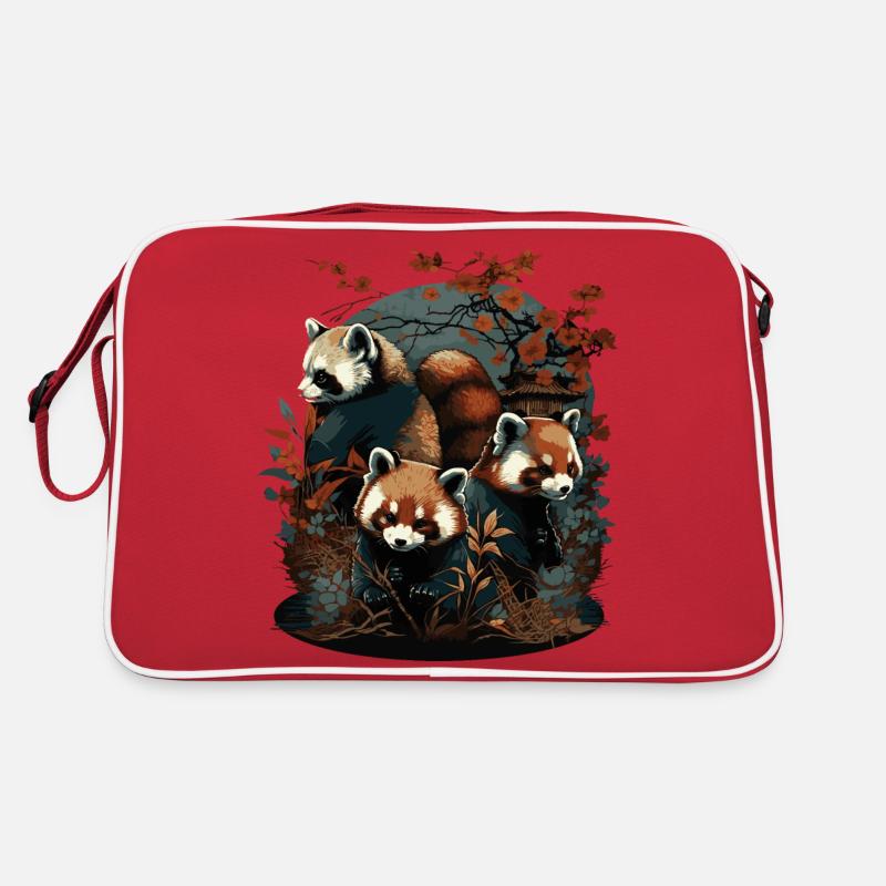 Roter Panda 2 - Retro Tasche - Rot/Weiß